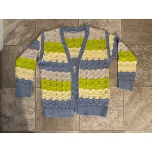 Le Lis Blanc Cardigan Ruffle Green Blue Cream Women's Preppy Coquette